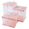 Caja Transparente para Pastel con Tapa Rosa 6 pulgadas 8 pulgadas 10 pulgadas Caja para Pastel de Cumpleaños Caja de Empaque para Hornear Extra Alta Al Por Mayor