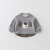 Moletom para Bebê Menino Estilo Outono Super Fofo Manga Longa Calça Casual Novo Estilo Primavera e Outono Conjunto Lindo para Bebê Menino