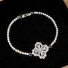 Pulseira de diamante trevo de alta qualidade para meninas estilo frio design de nicho requintada luxo leve zircônio azul marinho totalmente cravejado colar