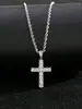 Amazon Estilo Europeo y Americano Transfronterizo Collar con Colgante de Cruz de Circonita Cúbica Cadena de Cuerda de Acero Inoxidable Collar Simple y Versátil
