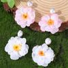 EZ5597 Aretes de Perlas Europeos y Americanos Transfronterizos Colgante de Flor Aretes Delgados para la Cara Joyería para Mujer de Hermosas Flores de Primavera y Verano