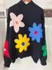 Amazon Aliexpress 2026 Novo Suéter Colorido Pequeno Floral Estilo Europeu e Americano para Mulheres com Bordado Pesado Tricô Pulôver para Mulheres