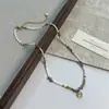 Collar de Piedra Natural con Perlas Color Champán Retro, Cadena de Clavícula Apilada de Perlas de Arroz Atmosférica, Cadena de Piedras Preciosas Colorida para el Cuello para Mujeres