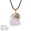 Colgante de Piedra Cruda de Cristal Natural Más Vendido Transfronterizo, Collar de Amatista de Piedra Natural Irregular Martillado a Mano Chapado en Oro Europeo y Americano