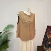 [Li] Novo colete de lã com lantejoulas e miçangas estilo chinês, coleção outono 2026, gola redonda, cor sólida, versátil e rejuvenescedor
