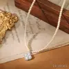 Colar Aini Beini de Zircônia e Pérola com Toque Vintage, Corrente de Clavícula de Luxo Leve, Fashion e Versátil, Acessório Elegante, Nicho de Luxo Leve
