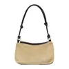 Bolsa Tote Grande de Retalhos Texturizados Bolsa de Ombro Único 2025 Nova Moda Palha Tecida Retro Bolsa Tecida de Axila