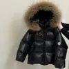 Colección de invierno transfronteriza nueva: Chaquetas de algodón con relleno de plumón unisex para niños y niñas, estilo europeo y americano, engrosadas, de longitud media para niños mayores, en negro