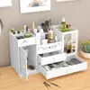 Caixa Organizadora de Maquiagem à Prova de Poeira de Grande Capacidade Tipo Gaveta para Desktop Suporte de Armazenamento para Produtos de Skincare com Espelho