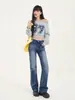Jeans Rectos Azules Lavados Retro para Mujer Otoño 2025 Nuevos Pantalones de Cintura Alta Ajustados Estrechos Elásticos de Longitud Completa