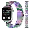 Adecuado para los nuevos relojes inteligentes Apple 1-10, Correa para la corona Apple Watch Ultra con Banda de Acero de Siete Perlas Tachonada de Diamantes