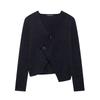 Estilo europeu e americano feminino comércio exterior outono e inverno novo decote em V abotoamento duplo manga longa bainha design aberto casaco suéter