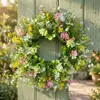 1 Pieza Corona de Flores Artificiales Rústica de Granja, Corona de Primavera Verano Colorida para Decoración de Puerta Principal, Corona Floral Realista para Pascua, Día de San Valentín, Boda, Fiesta, Jardín, Pared, Ventana