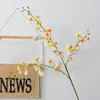 Orquídea Danzante Amarilla Boda Flor de Seda artificial Orquídea Wenxin Orquídea Mariposa Decoración del Hogar Flor Falsa Simulación 3 Horquillas Orquídea Danzante