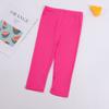 Leggings Sete Pontos Lisos para Meninas de Modal Verão 2024 Calças Infantis Fofas Divertidas Elásticas Confortáveis Casuais Modernas