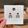 Pendientes Elegantes de Lujo Ligero Nicho Estilo Francés Retro Coreano con Lazo de Perlas para Verano