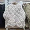 Chaqueta japonesa sencilla para mujer otoño e invierno 2024 con plumas de diamante y relleno de algodón aire, chaqueta casual de cuello redondo 469864