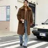 CI Cross-Border N0175 Casaco de Pele Sintética Masculino Outono/Inverno Novo Estilo Casaco Longo Masculino de Gola Quadrada Estilo Europeu e Americano