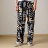 Pantalones de pijama de algodón y seda nuevos para hombre de verano, Pantalones caseros de algodón artificial de talla grande, Adecuados para primavera y otoño, Se pueden usar fuera, Pantalones Kung Fu rectos holgados