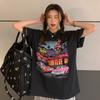 [6535 marco de algodón] Camiseta de manga corta con estampado retro americano nueva primavera y verano 2024 para mujer