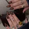 Uñas Postizas de Venta Caliente Otoño e Invierno con Degradado Negro y Marrón, Puntas de Uñas Populares de Comercio Exterior, Puntas de Uñas con Forma de Almendra