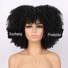 Peruca explosiva de atacado de comércio exterior, peruca kinky encaracolada africana de pequeno volume, peruca de cabelo curto encaracolado fofo, touca de peruca