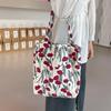 Bolso de hombro de tela con estampado floral, pequeño y fresco, de estilo coreano, de gran capacidad, para mujer, bolso de lona, bolso de tela para estudiantes de moda.