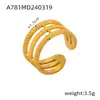 Anillo de 18K para Mujer Diseño de Nicho Ins Anillo de Unión Geométrica Anillo de Acero de Titanio Anillo de Línea de Hoja Hueca Joyería
