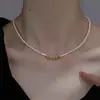 Collar de Perlas Reflejantes de Luz Ultra Fino, No se Desvanece, Cadena para Clavícula Versátil de Lujo Ligero de Gama Alta, Collar de Nicho para Mujer