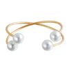 Pulsera de metal abierta estilo étnico con perlas de imitación, estilo retro, estilo punk, geométrico, exagerado, estilo transfronterizo europeo y americano para mujer.