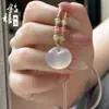 Diretamente do Fabricante: Pingente de Ágata Branca Calcedônia Tipo Gelo, Fivela da Paz Buda Guanyin Maitreya, Colar Amuleto em Forma de Folha Atacado