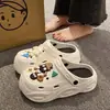 Zapatos con Agujeros de EVA para Mujer Verano Moda Exterior Slip-on Antideslizante Suela Gruesa que Aumenta la Altura Estilo Nuevo Sandalias de Media Punta Baotou