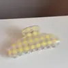 Pinza para el Cabello con Forma de Abanico a Cuadros Translúcido, Pasador de Nuevo Estilo de Alta Gama, Pinza de Tiburón para Cabello Grueso, Accesorio para el Cabello para Mujer
