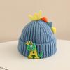 Gorro de punto de invierno para niños, dibujos animados de dinosaurio pequeño, super lindo, gorro de lana para bebé, para niños y niñas, enrollado, cálido, tipo jersey