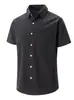 Verão Transfronteiriço Novo Masculino Algodão e Linho Manga Curta Lapela Casual Camisas Comércio Exterior Atacado Fornecimento Fábrica Fabricação