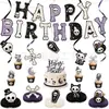 Bandeiras de Aniversário da Série de Halloween Transfronteiriça, Bandeirinhas Espirais Penduradas, Toppers para Bolo e Conjunto de Decoração
