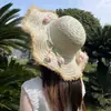 Sombrero de Sol Tulipán con Flecos de Rafia Estilo Fresco y Sencillo para Mujer, Sombrero de Paja con Protección Solar para Vacaciones en la Playa de Verano