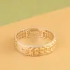 Rey Ciervo Dorado Plata Pura Chapado en Oro Corazón de Dinero Grande Sutra del Corazón Anillo Abierto con Superposición Diseño de Nicho Anillo Ajustable Joyería para Hombres y Mujeres Accesorios de Plata