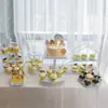 Soporte de Postre Blanco para Boda Set de Soporte para Pastel de Boda al Aire Libre Soporte de Exhibición de Pasteles Bandeja de Pasteles para Pastel de Té de la Tarde