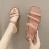 Chinelos de Verão Femininos para Interior e Exterior com Salto Moda Estilo Fada Ins Moda Versátil Pele de Camarão Chinelos para Comércio Exterior