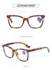 Gafas de lectura de moda transfronterizas con patillas de resorte anti-luz azul para mujer, gafas de lectura cuadradas, cómodas gafas de lectura HD
