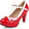 Sandalias Redondas de Estilo Europeo y Americano Tacón Alto Moño Talla Grande Plataforma Impermeable Zapatos de Mujer