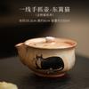 Zhiyamao Olla de Mano de Primera Línea Japonesa Pintada a Mano Botella Tesoro Plateada Horno Cambiante Cerámica Retro Tazón de Doble Tapa Fabricante de Té