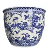 Tanques de cerâmica grandes feitos sob medida na fábrica de Jingdezhen para escultura, aquários de peixe dourado, plantio de árvores, flores de lótus, nenúfares e peixes koi