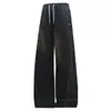 Pantalones de pierna curva estilo americano, pantalones de chándal anchos de otoño con cintura elástica y cordón, diseño deconstruido, pantalones de hombre de talla grande a la moda hasta el suelo