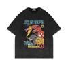 Estação independente europeia eBay cross-border americano retro desgastado impresso manga curta moda masculina marca solta camiseta desejo atacado
