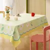 Mantel Estilo Crema, Impermeable al Aceite, Impermeable, Resistente al Calor, Lavable, Nuevo Mantel Floral de Dibujos Animados para Sala de Estar, Uso en el Hogar, Cubierta para Mesa de Café