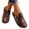 Pantuflas de Otoño para Mujer sin Cordones 202643 Suela Gruesa Boken Punta Cerrada Medias Pantuflas Tejidas Retro Nuevas Talla Grande