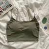 Camisola de Seda de Gelo Sem Costura Feminina para o Verão com Bojo Peça Única Respirável para Usar por Cima Top Tubinho Bonito nas Costas Lingerie