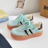 Zapatos de plataforma gruesa con cabeza redonda estilo americano, zapatos pequeños originales para mujer, primavera 2025 nuevos zapatos casuales de entrenamiento alemán XY-A395